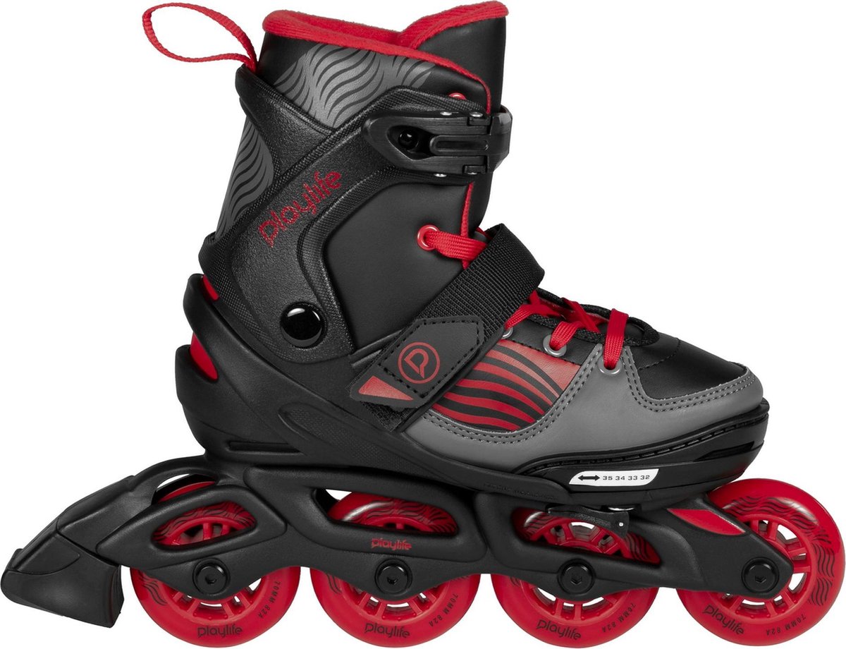 Playlife Inlineskates - Maat 32-35 - Unisex - zwart/rood