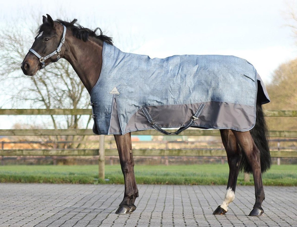 Regendeken luxe 0 gram Met fleece voering Graphite paardendeken - maat 145