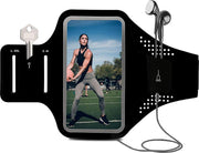 Universele Smartphone Hardloop Armband - Reflecterende Sportarmband - Inclusief ruimte voor 10 pasjes en 2 sleutels- Hardloopband - Smartphone Houder / Geschikt voor iPhone 12 Pro / 11 / XS / X / 8 / 7 - 100% Spatwaterdicht - Zwart