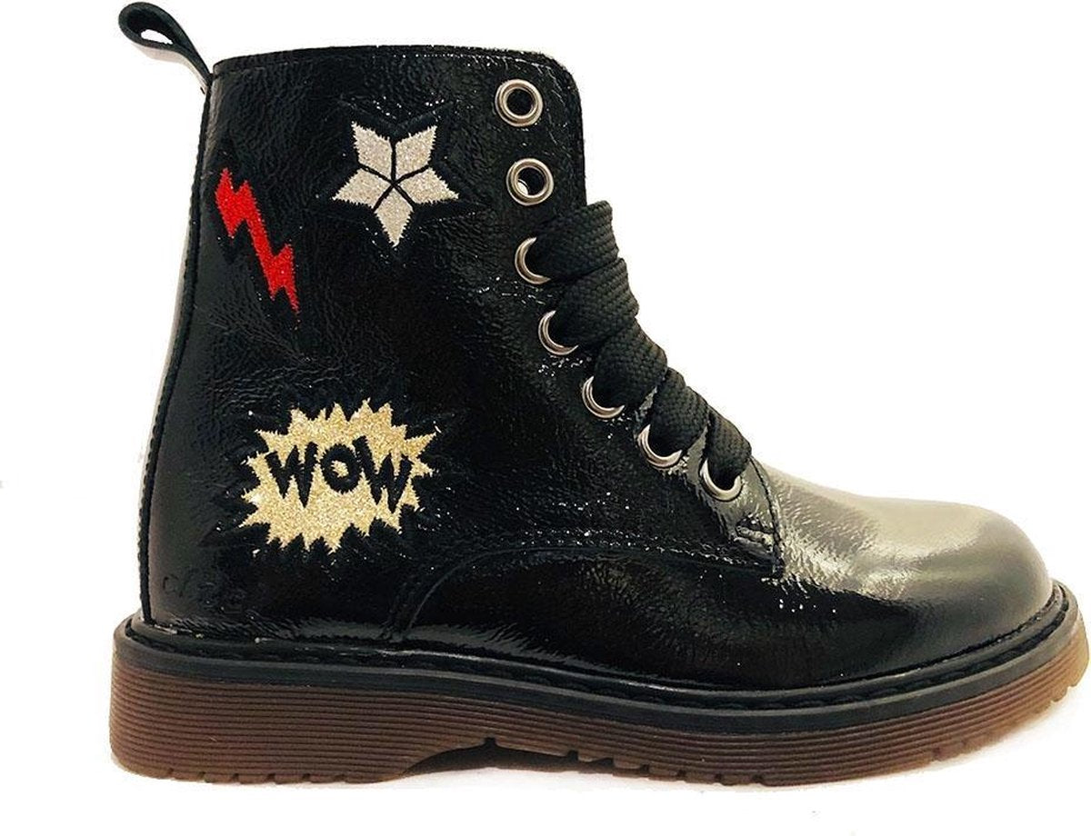 Zwarte Clic Veterboots Lak