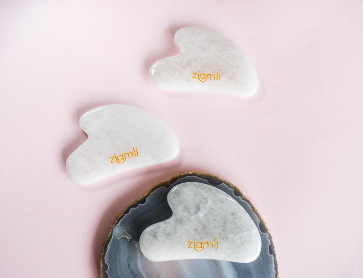 Ziamli Gua sha schraper - 100% white jade - Gezicht massage - Premium kwaliteit witte jade - Gua sha massage