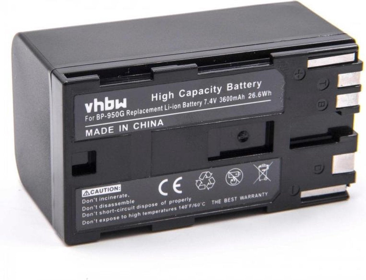 VHBW Camera accu compatibel met Canon BP-950 / 2600 mAh