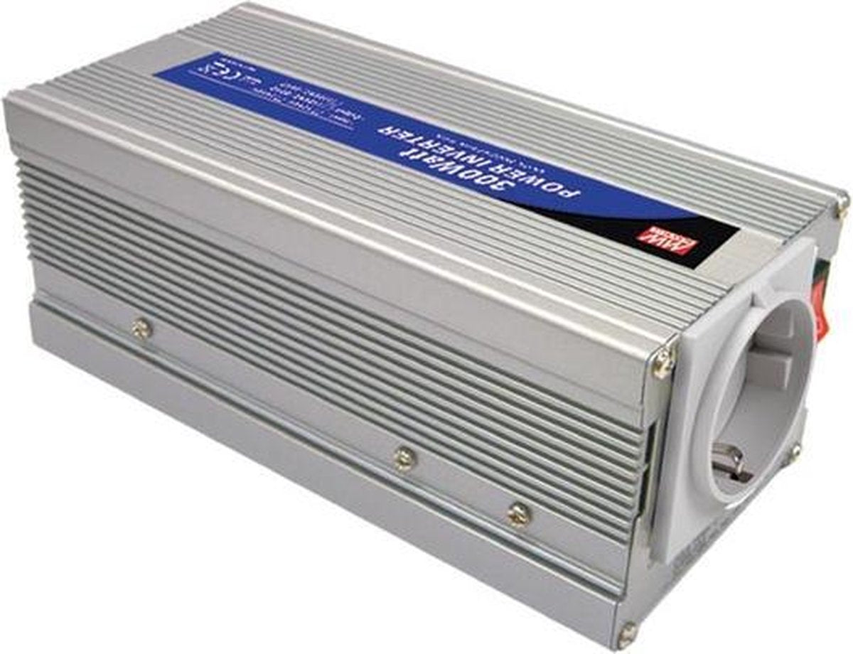 MEAN WELL - DC-AC INVERTER MET GEMODIFICEERDE SINUSGOLF - 300 W - DUITS STOPCONTACT