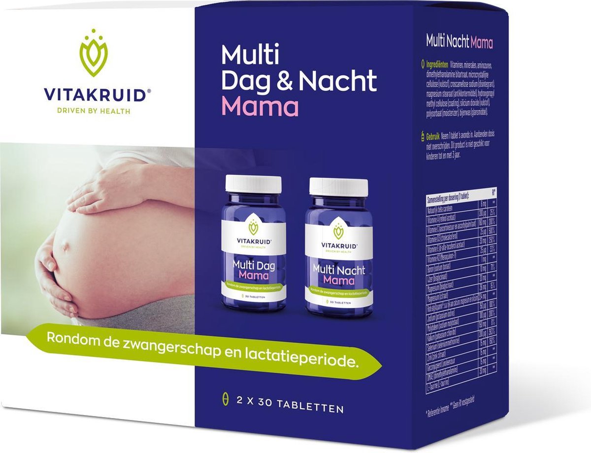 Vitakruid Multi Dag & Nacht mama Voedingssuplement - 30 Dag tabletten - 30 Nacht Tabletten