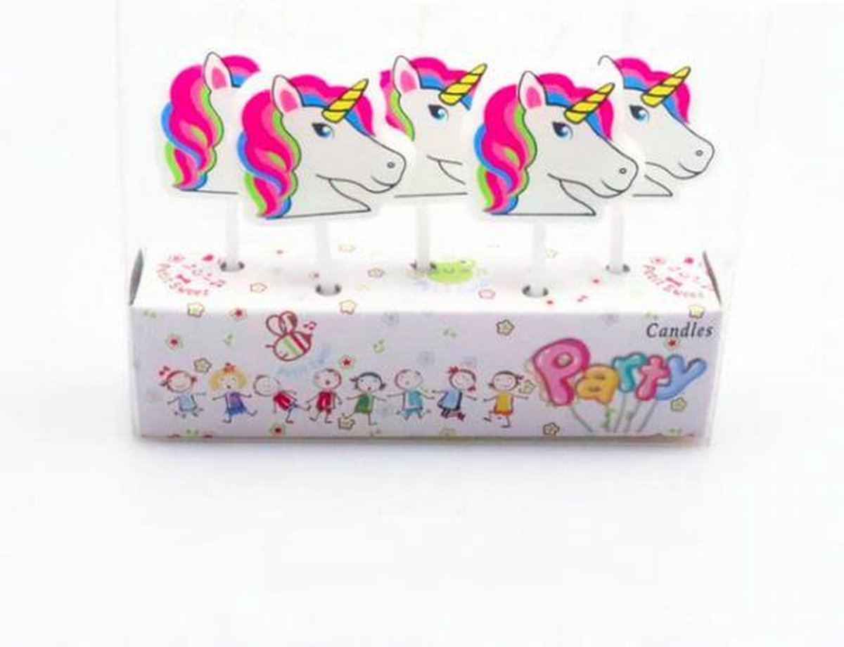 ProductGoods - 5 Verjaardagskaarsjes Eenhoorns | Feest | Verjaardag | Traktatie | Taart Decoratie | Kinderen | Vuurwerk taartversiering