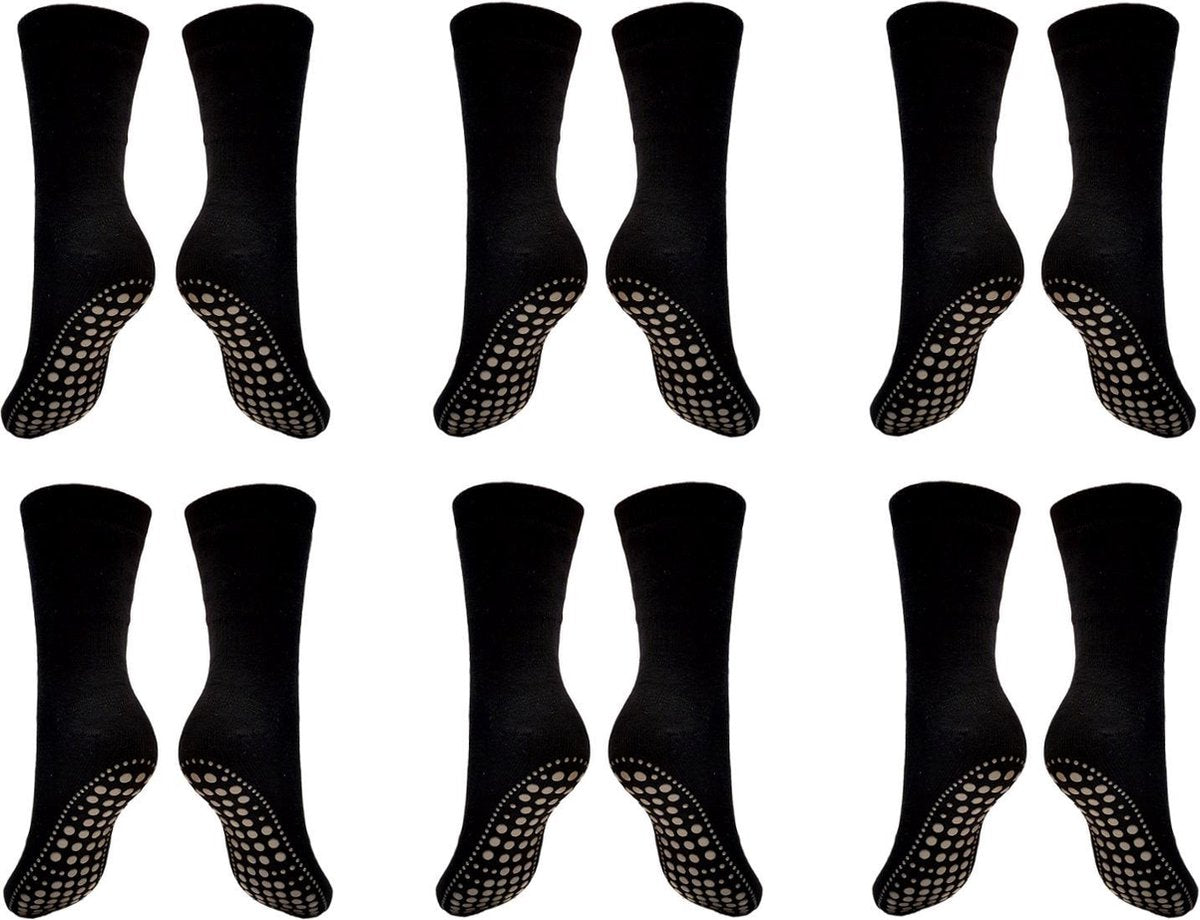 Anti Slip Huis-sokken Set Van 6 Paar Zwart Maat 35-38