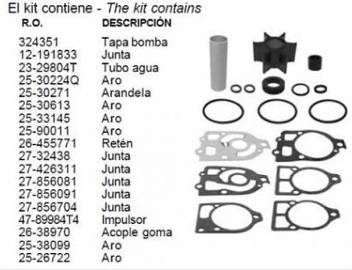 Mercury/Mercruiser/OMC/Johnson/Evinrude Impeller Service Set 65 t/m 225 PK (47-89984Q5