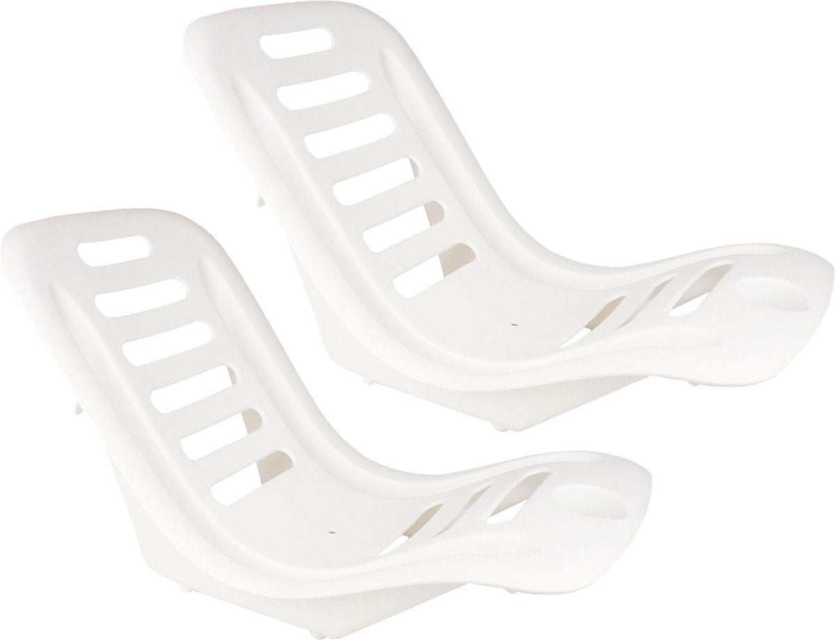 Set van 3x stuks kunststof strand kuipstoel met bekerhouder wit voor volwassenen - Stapelbare campingstoel