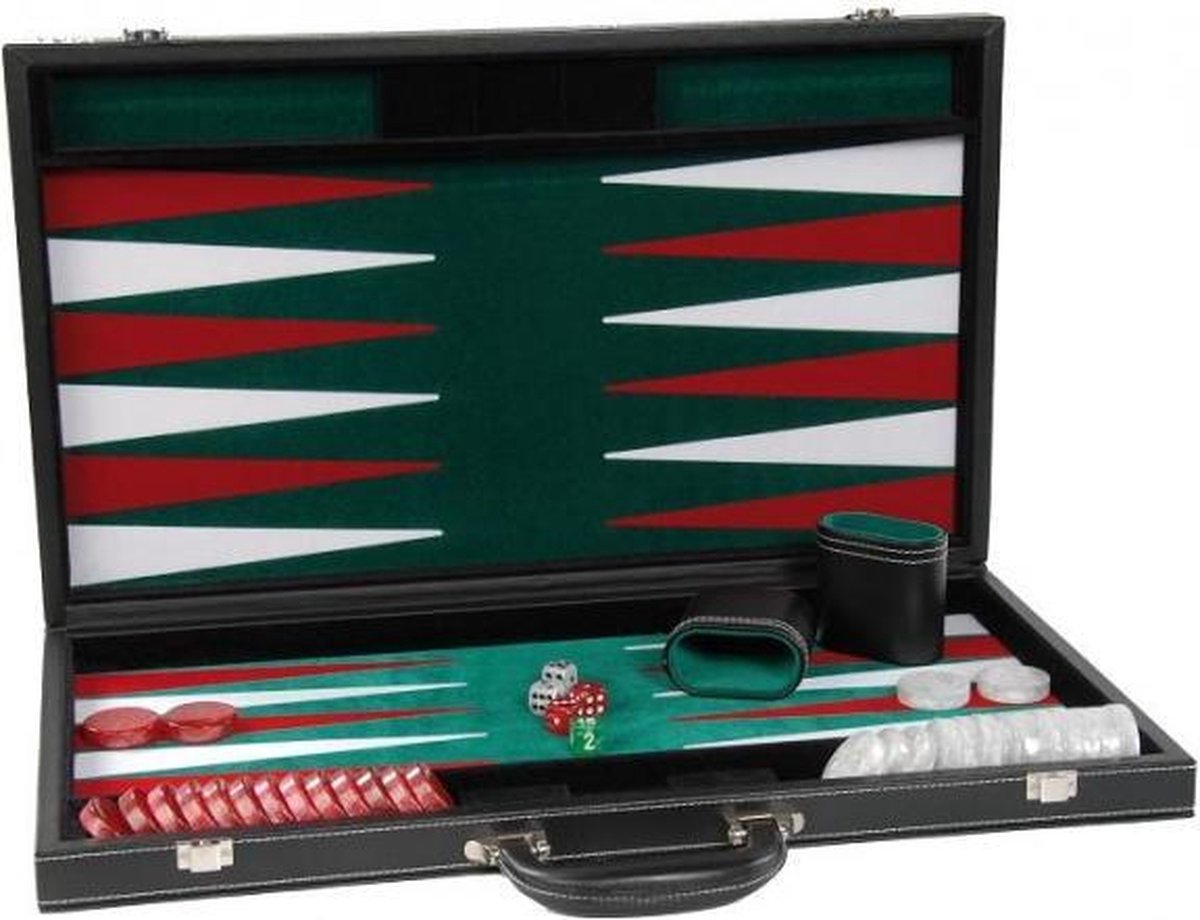 Backgammon Zwart 18 inch - met ingelegd vilt