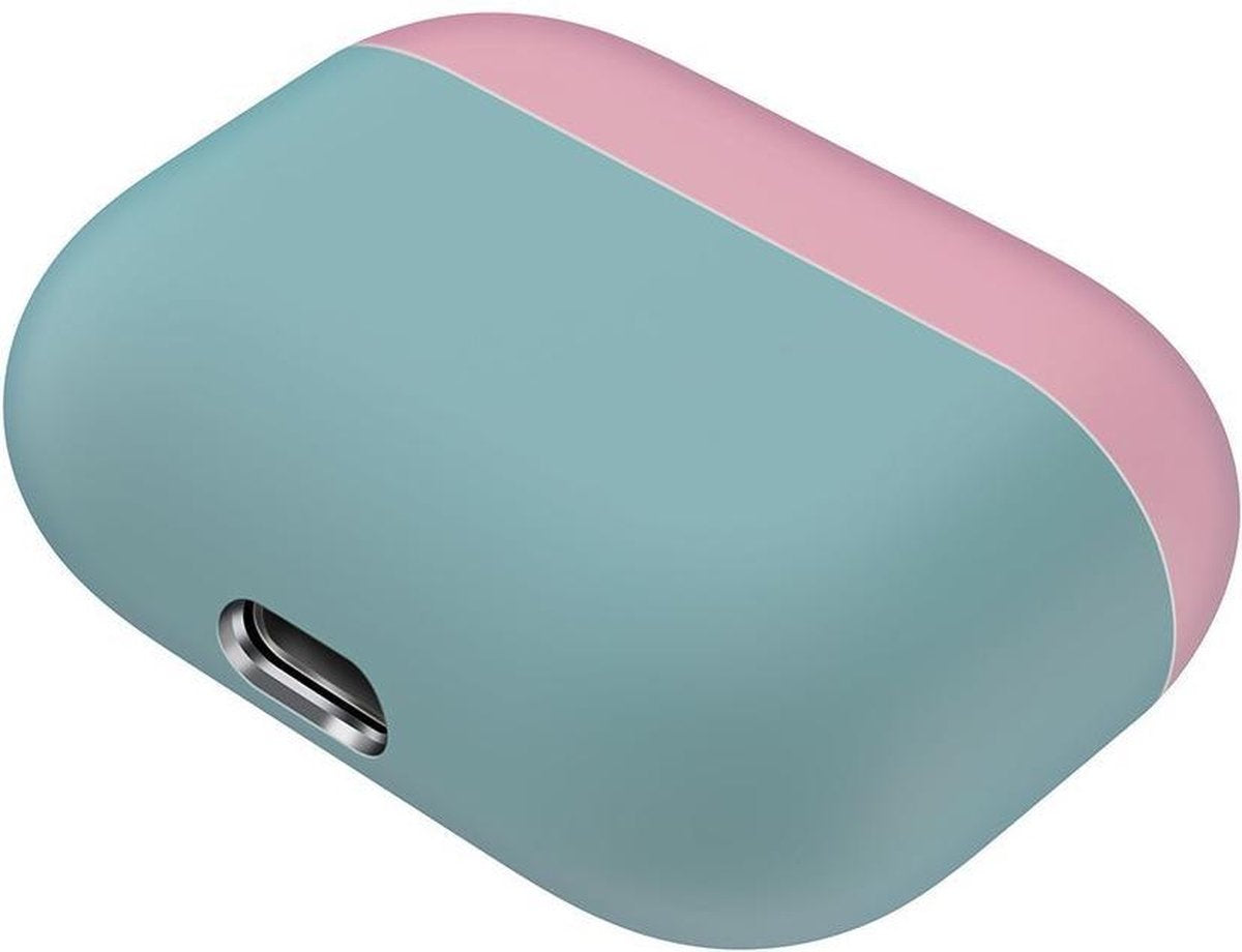Case Cover Voor Apple Airpods Pro- Siliconen design-Groen-Roze Watchbands-shop.nl