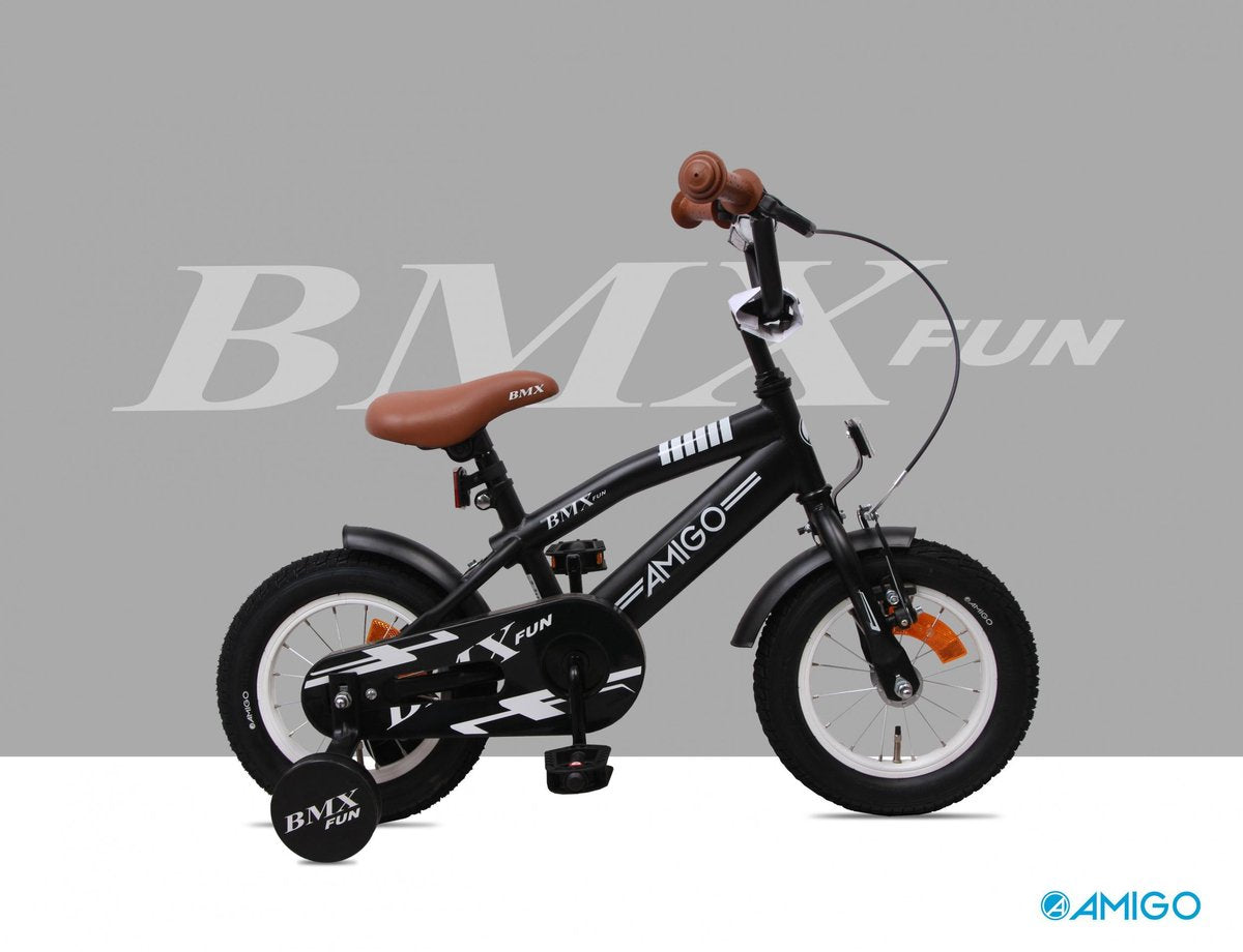 Kinderfiets / Zwart / AMIGO BMX Fun 14 Inch. sporten.