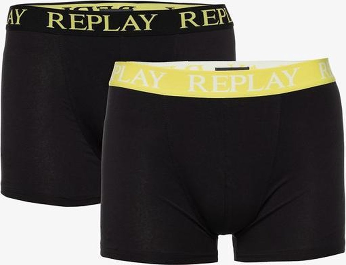 Replay heren boxershorts 2-pack - Zwart/Geel - Maat XL