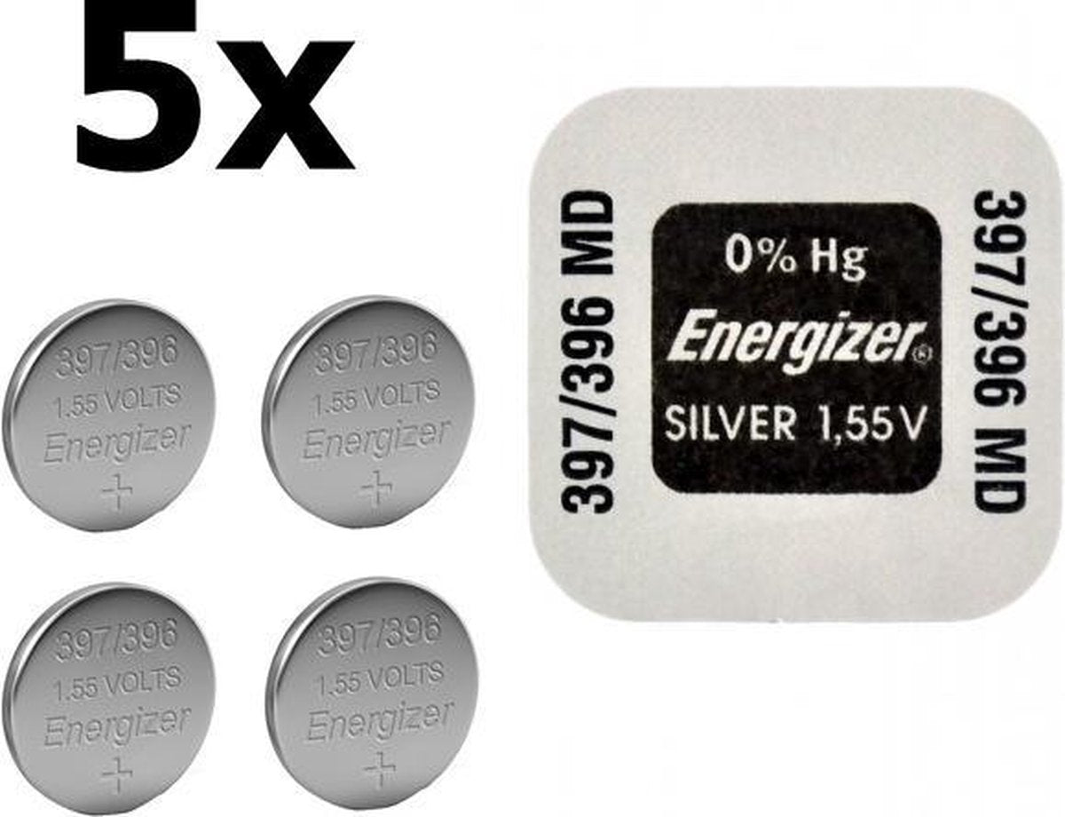 5 Stuks - Energizer 396/397 30mAh 1.55V knoopcel batterij