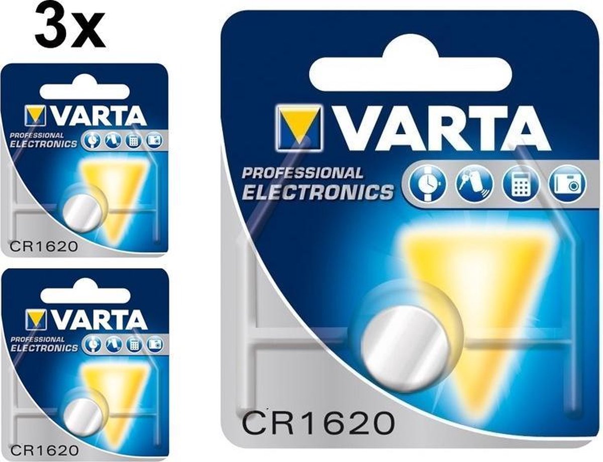 3 Stuks - Varta Professional Electronics CR1620 6620 70mAh 3V knoopcelbatterij