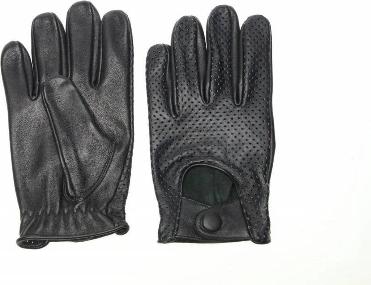 Retro racing mesh leren autohandschoenen zwart | maat XL