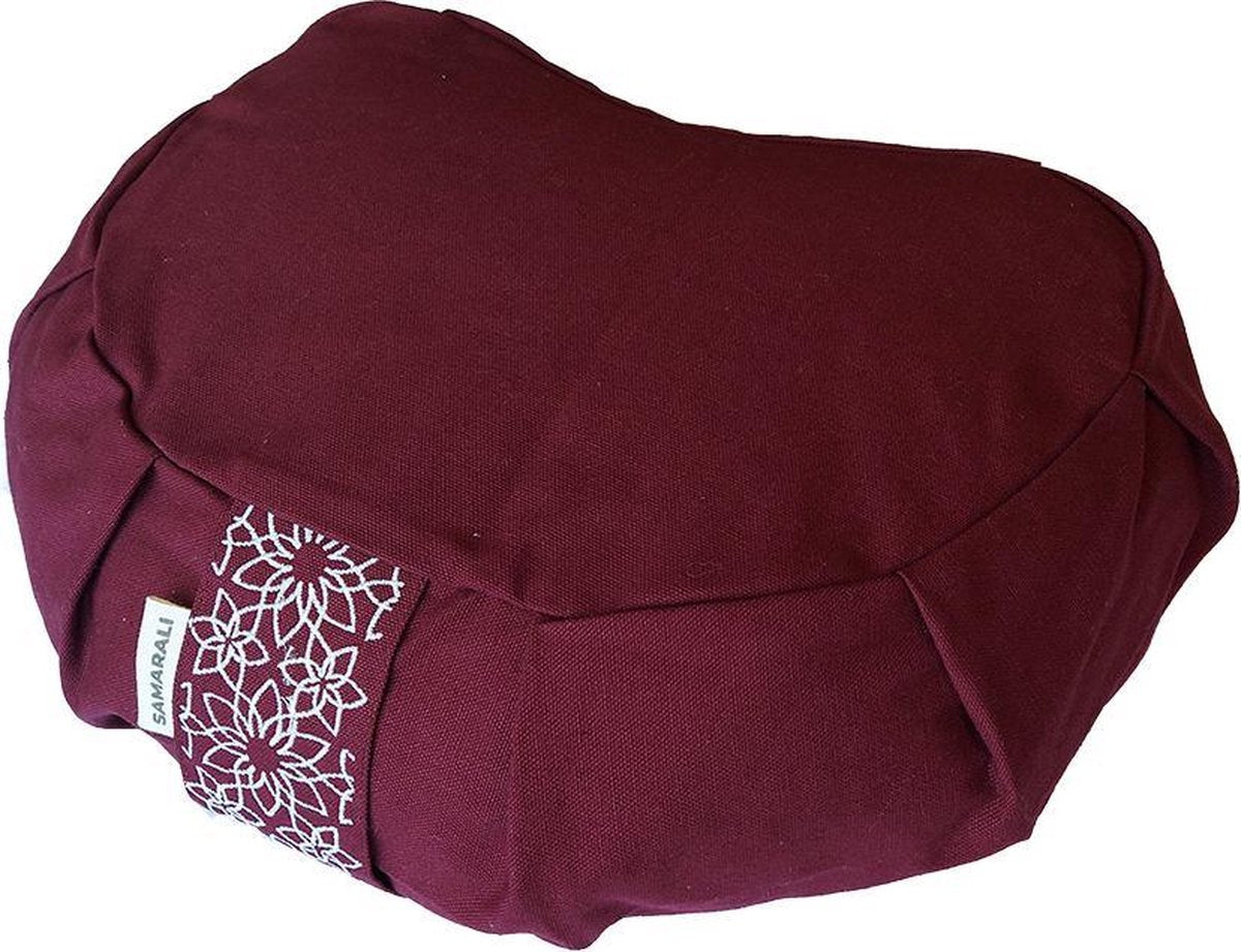 Samarali meditatiekussen crescent (Rood) - ethisch geproduceerd van 100% biologisch katoen (GOTS gecertificeerd)| 2lagen | 34 x 20 x 17 cm |Verkrijgbaar in 6 natuurlijke kleuren