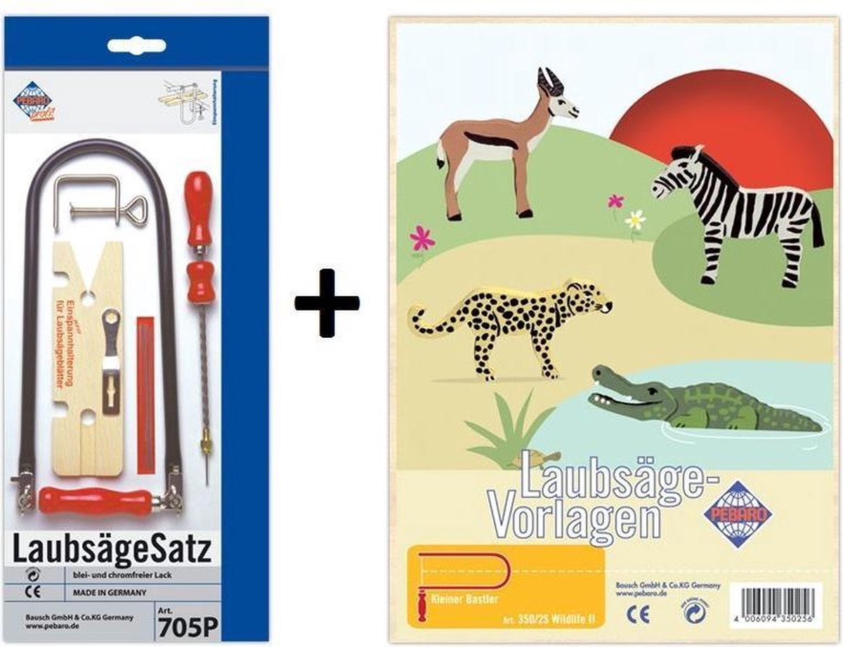 Pebaro Figuurzaagset met Wilde Dieren Thema Houtplaten A040005