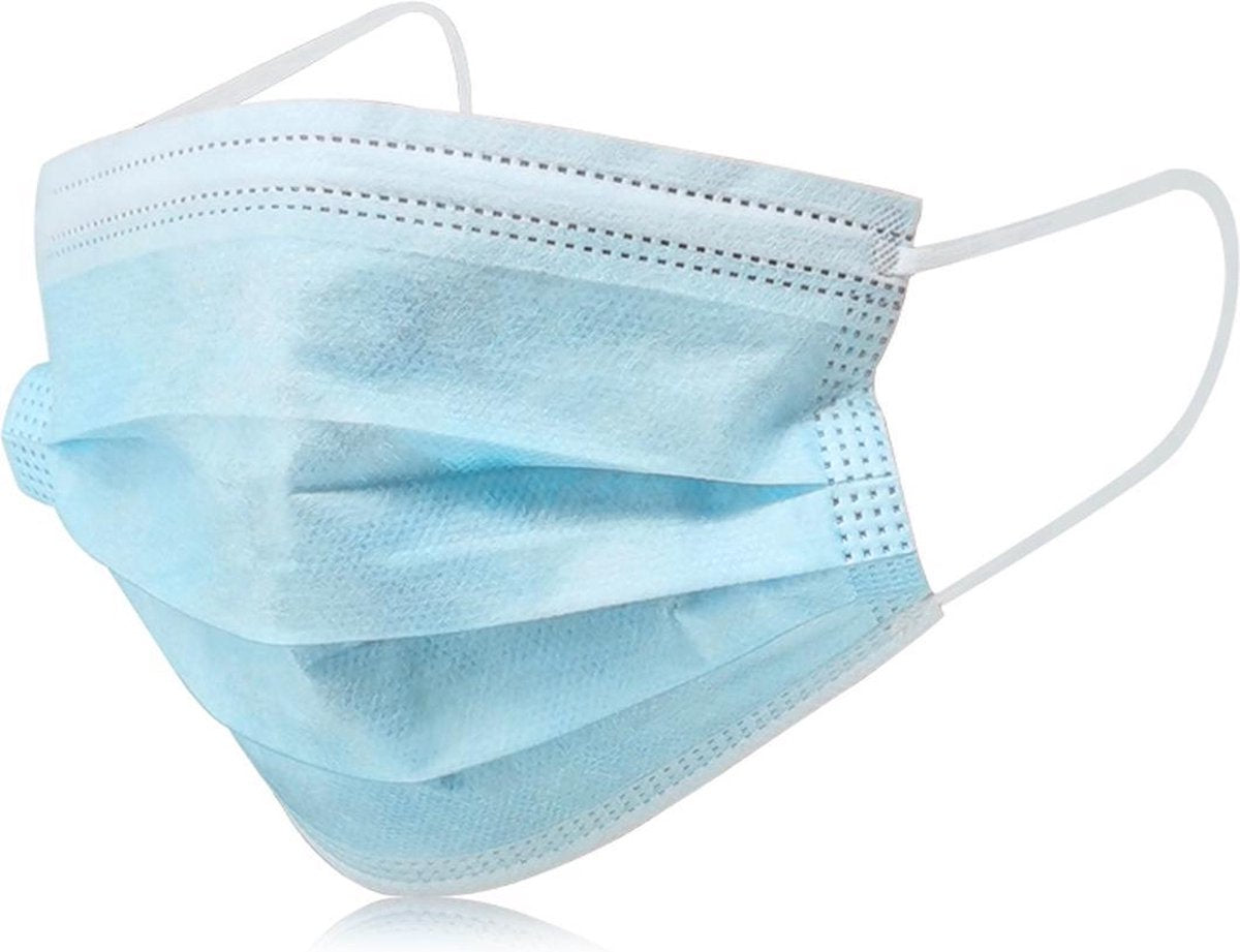 Mondmasker (niet-medische) - 30 stuks - 3 laags mondkapje - Merk: By Qubix - Kleur: Wit/blauw - mondkapjes met elastiek!