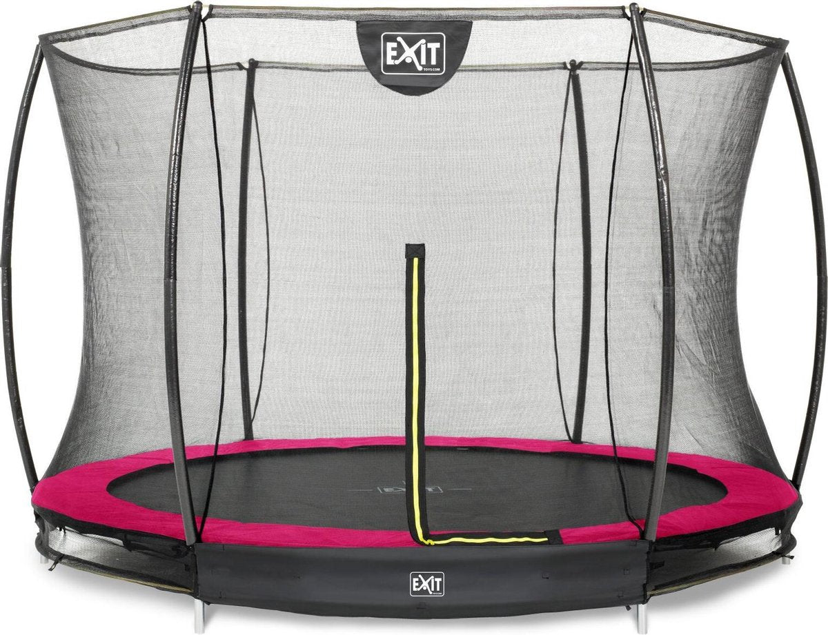 Trampoline EXIT Silhouette inground - ø244cm met veiligheidsnet - roze