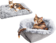 REXA®  Kattenbed | pluche | zacht | wasbaar | multifunctionele 2-in-1 pluche | een warm kattenbed voor kittens en puppy's (grijs)