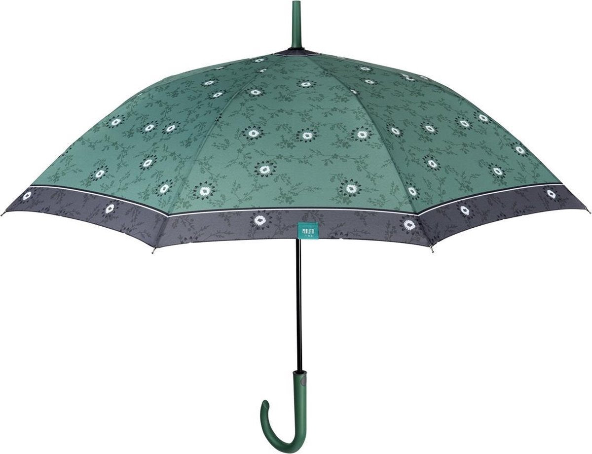 Perletti Paraplu Time Dames 102 Cm Microfiber Groen/grijs
