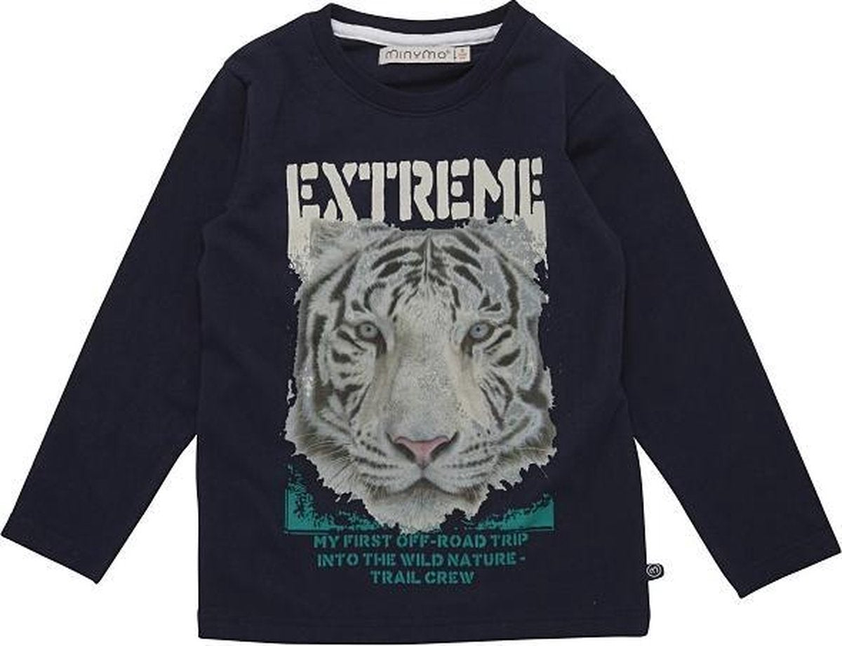 Minymo - jongens shirt - lange mouwen - lion - blauw - Maat 104