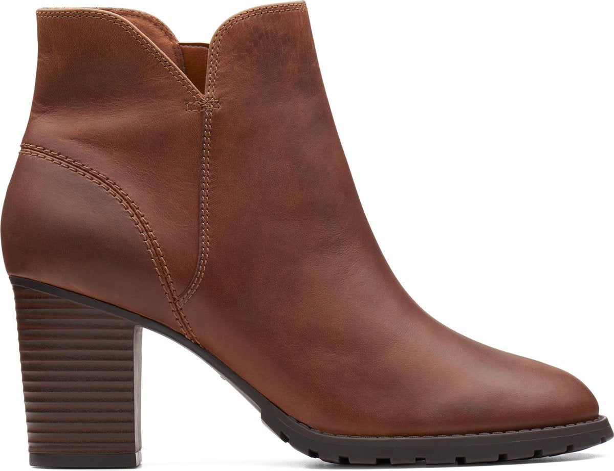 Clarks Verona Trish Dames Laarzen - Dark Tan Leather - Maat 37