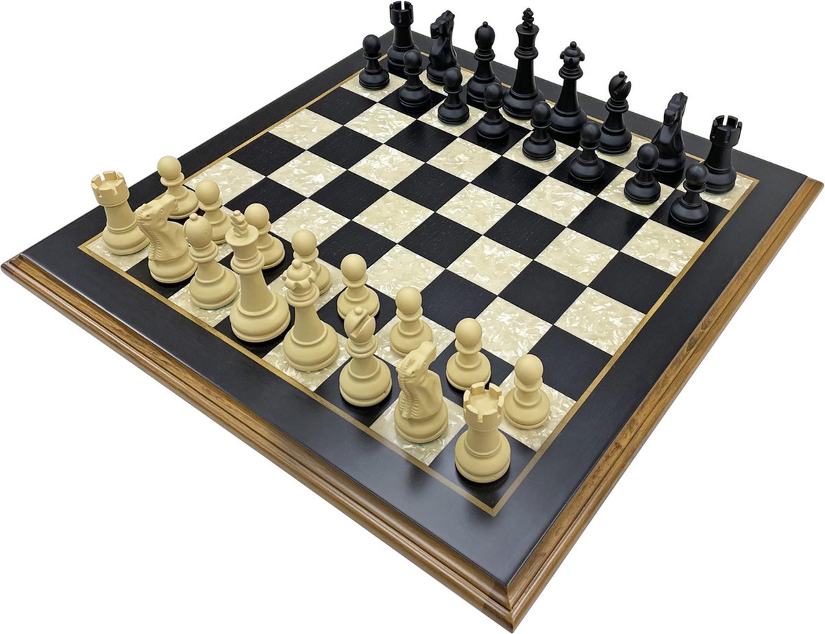 Handgemaakte houten schaakbord - Compleet met metalen schaakstukken - Luxe uitgave - Hoge kwaliteit - Schaakbord - Schaakspel - Schaakset - Bordspel - Volwassenen - Schaken - Chess - 40 x 40 cm