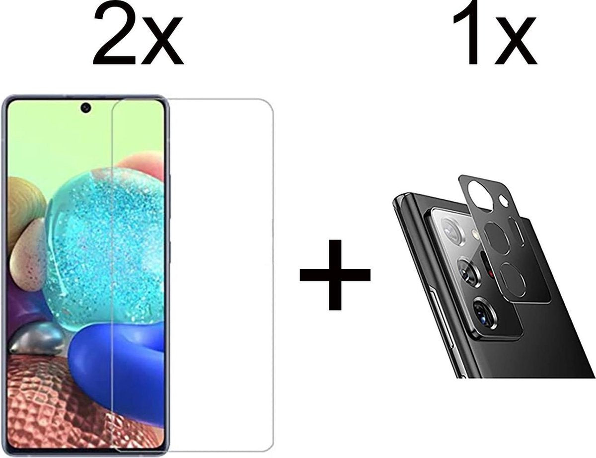Beschermglas Samsung A51 screenprotector 2 stuks - Samsung Galaxy A51 screen protector camera lens - 1 stuk - Samsung Galaxy A51 screenprotector glas