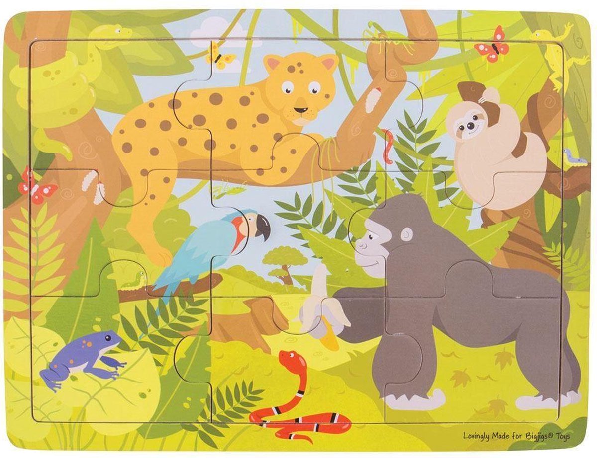 Bigjigs houten legpuzzel Jungle - 9 stukjes