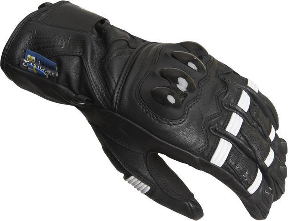 Lindstrands motorhandschoenen Backa zwart/wit 08