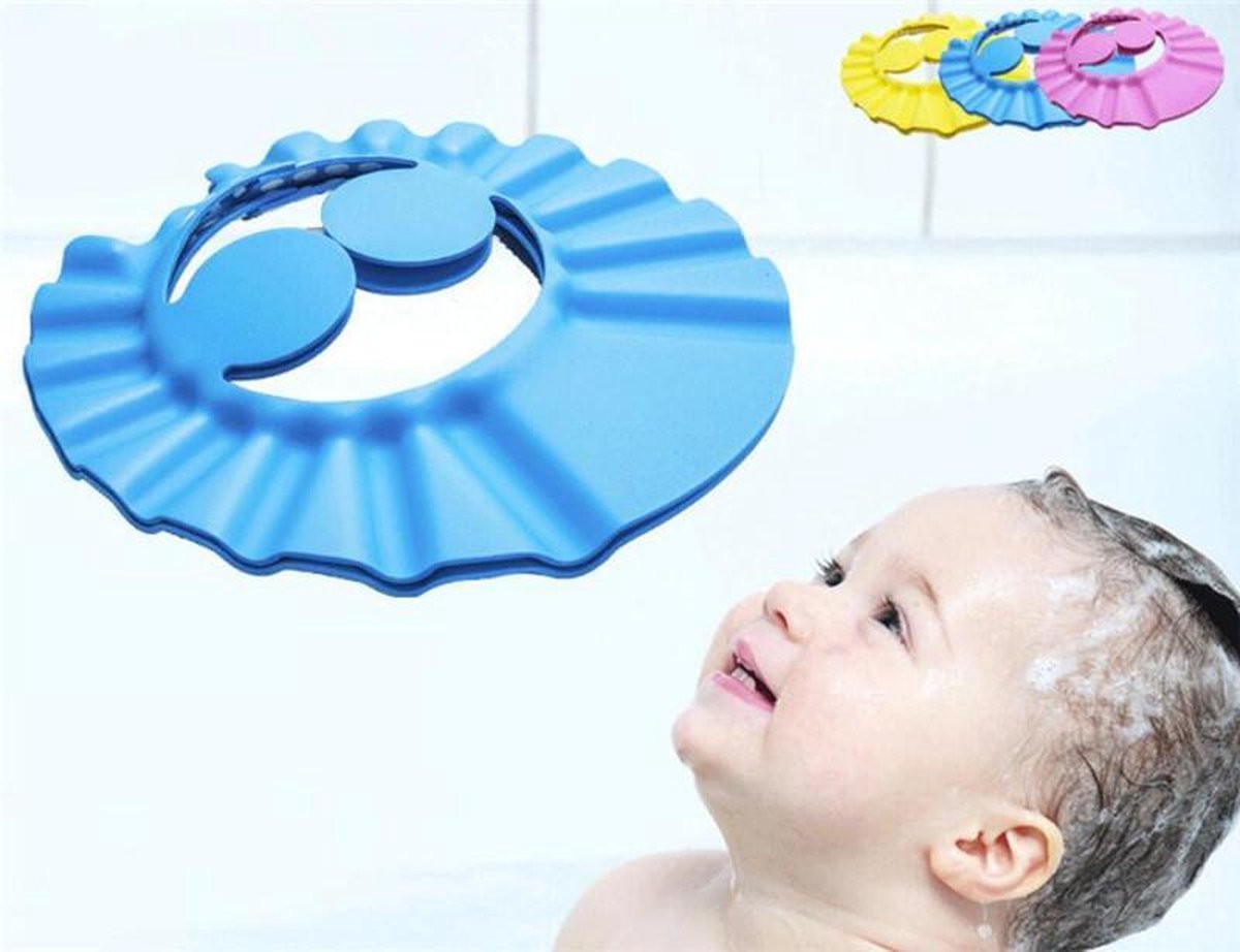 WiseGoods Luxe Douchekap Voor Kinderen - Douchekapje - Hulp met Haarwassen - Douche Kap - Anti Shampoo - Peuter & Kind - Blauw