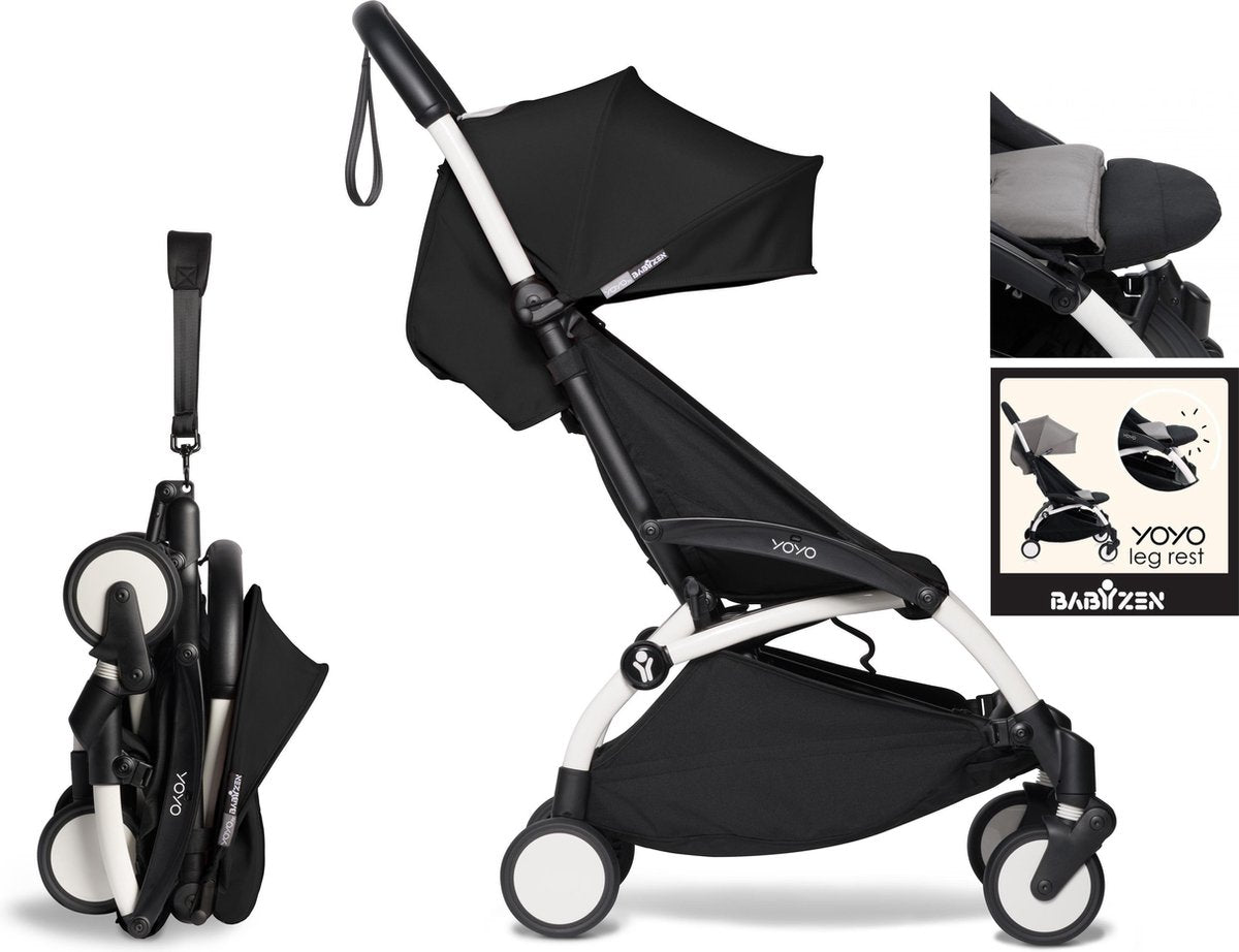 Babyzen YOYO² buggy vanaf 6 maanden inclusief beensteun -  zwart met frame wit