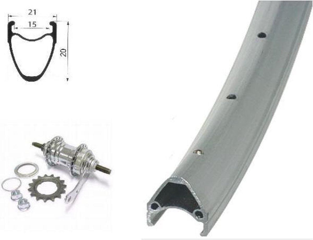Kgs achterwiel 28 (622) alu hoge velg zinken spaken favorit remnaaf