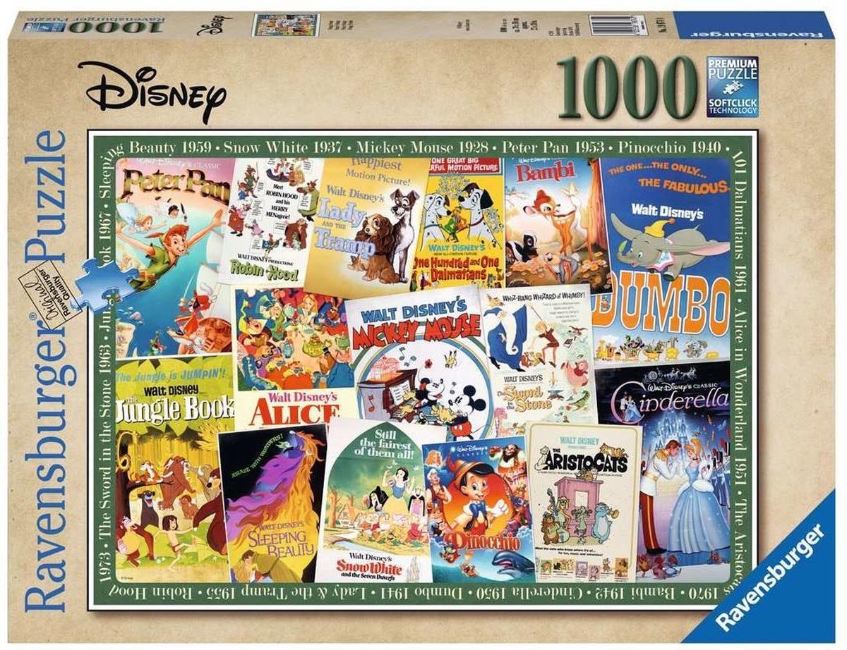 Puzzel Disney Vintage Movie posters puzzel 1000 stukjes
