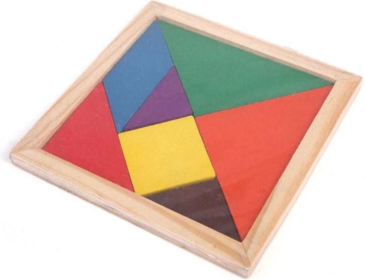 Kinder puzzel  tangram - kinderen - puzzel - hout - kleuren - cadeau - 16cm x 16cm x 0