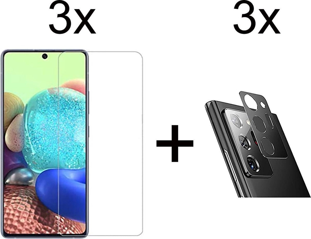 Beschermglas Samsung A51 screenprotector 3 stuks - Samsung Galaxy A51 screen protector camera lens - 3 stuks - Samsung Galaxy A51 screenprotector glas