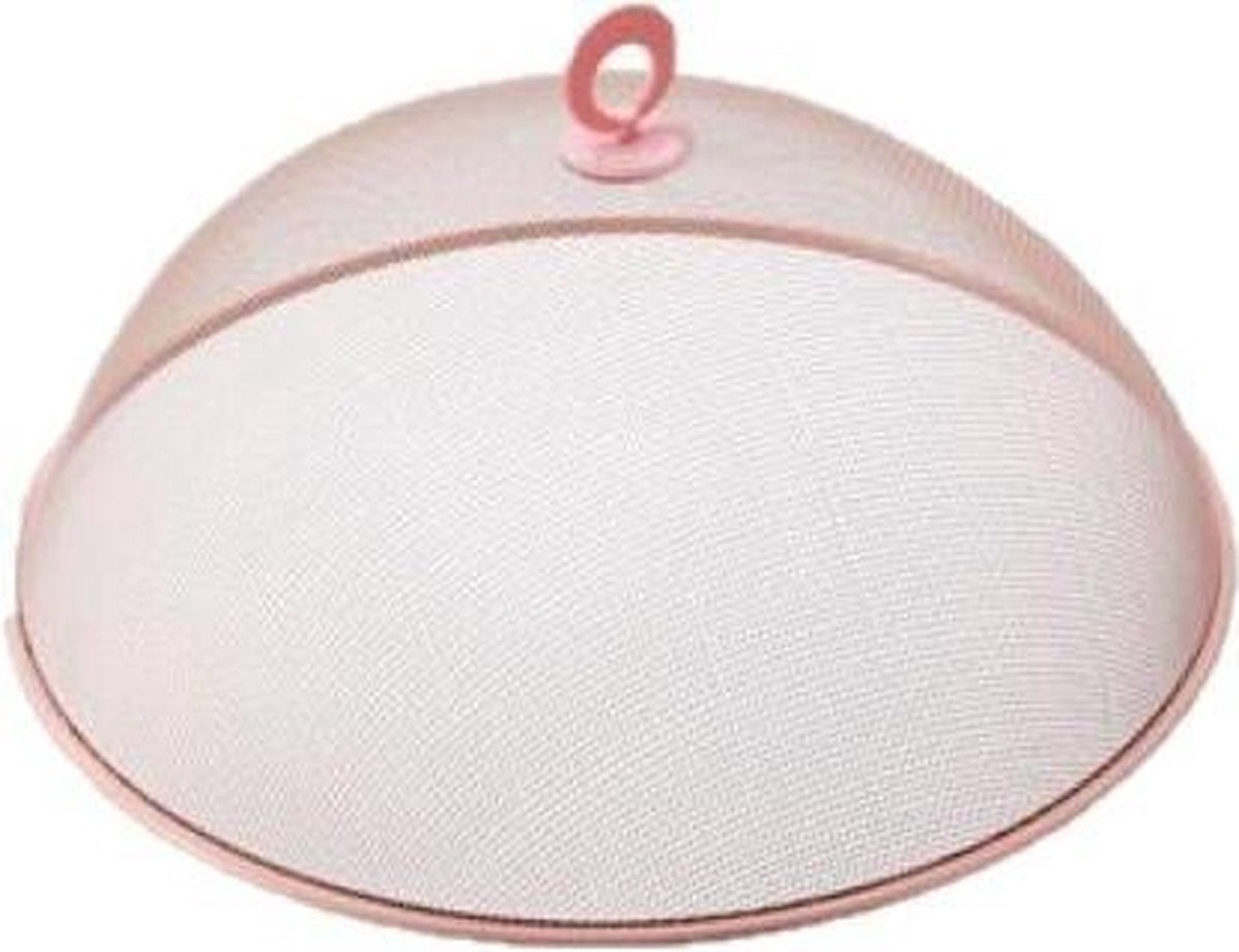 Metalen vliegenkap/voedselkap roze rond 35 cm - Afdekkappen/vliegenkappen