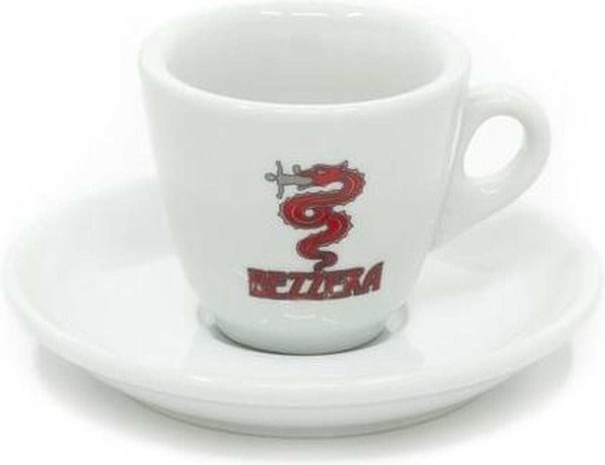Bezzera Espresso Kopjes met Schotel - Set van 6 stuks - 75 ml