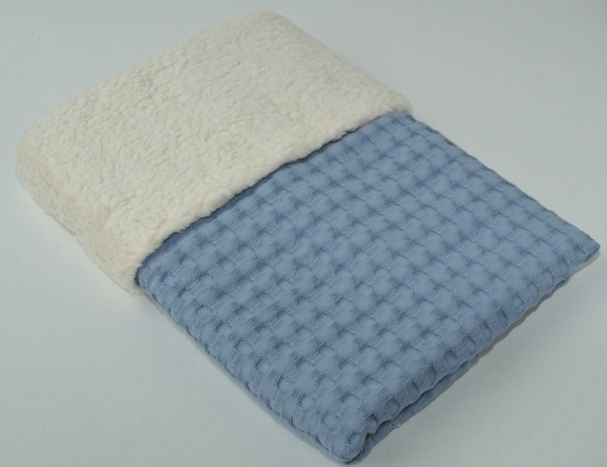 RiFresh - baby wiegdeken - blauwe wafelstof - teddy