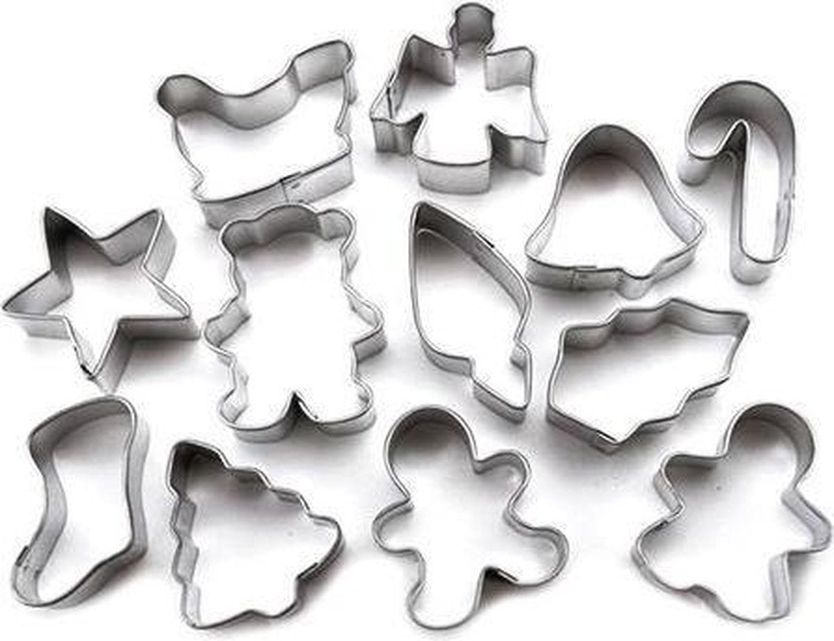 Set van 12 mini metalen uitstekers - kerst - Wilton