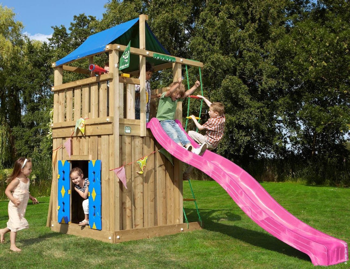 Houten Speelhuisje met Glijbaan • Lodge Playhouse 145