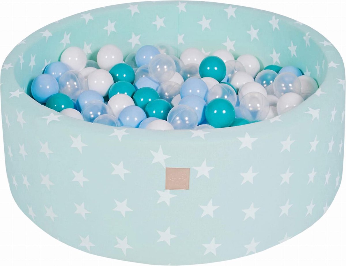 Ronde Ballenbak set incl 200 ballen 90x30cm - Mint Sterren: Wit