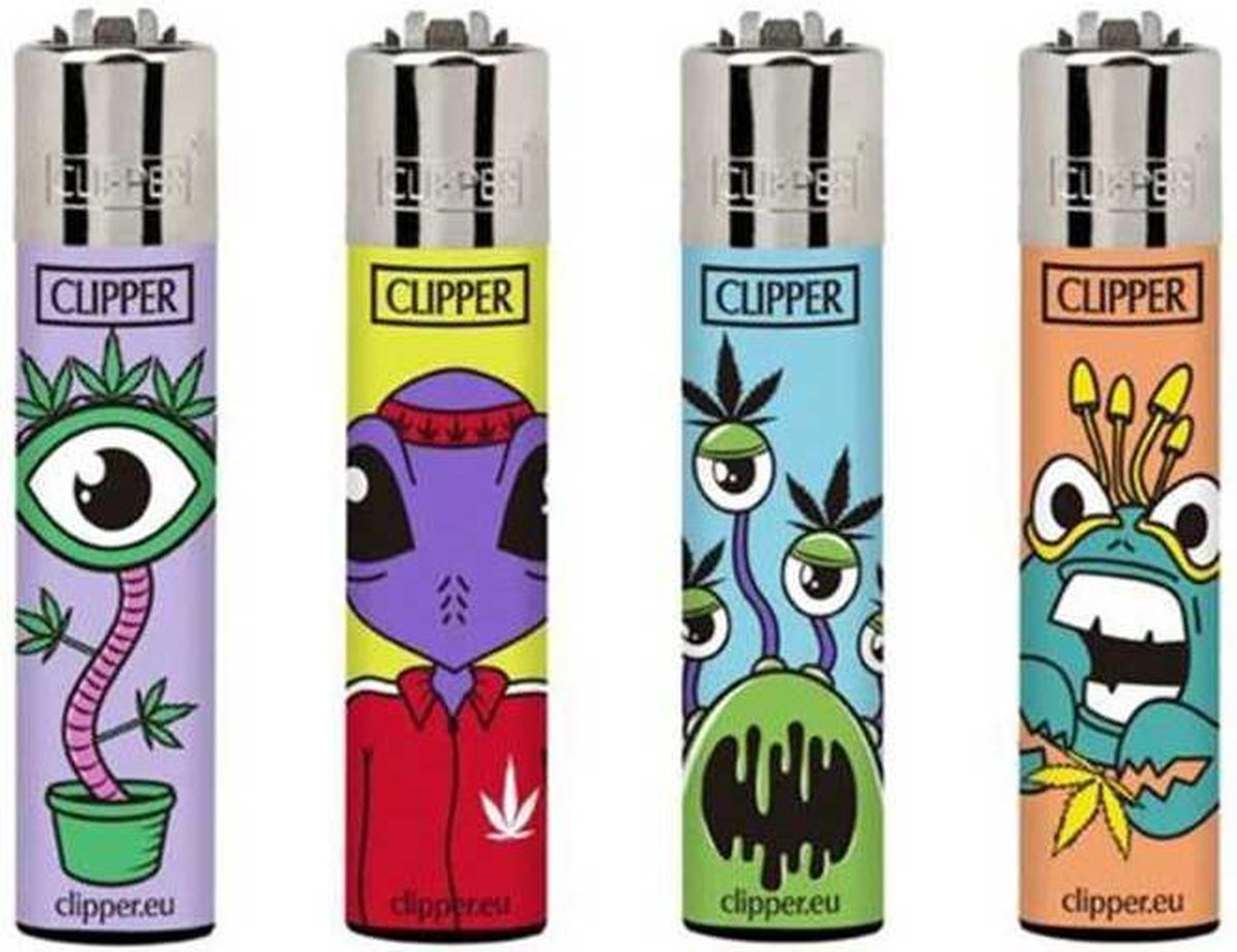 Clipper Aansteker - Monster Weed - 4 stuks