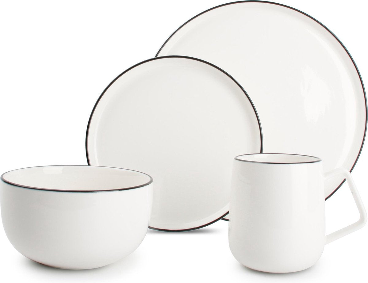 Salt&Pepper Studio Base Servies Set - 16-Delige Porseleinen Tafel Set Voor 4 Personen - Eetborden