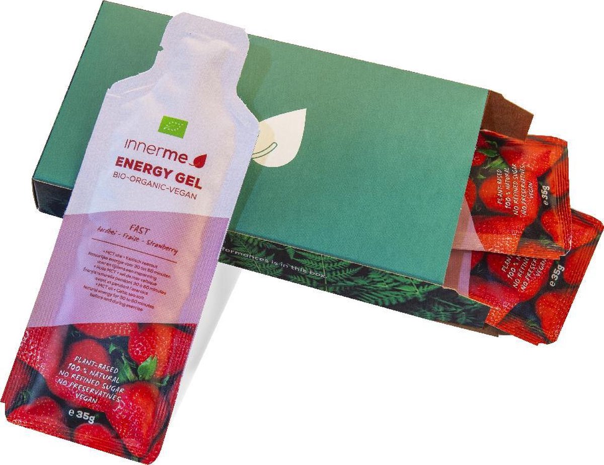 Energy Gels 'Fast' Aardbei (3x35g) - bio & vegan - vloeibare sportvoeding met vetten uit kokos - snel opneembaar - bevat Keltisch zeezout