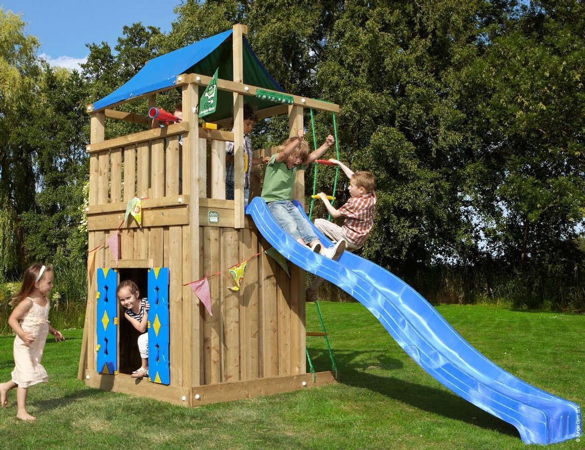 Houten Speelhuisje met Glijbaan • Lodge Playhouse 145