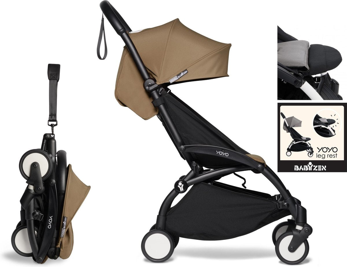 Babyzen YOYO² buggy vanaf 6 maanden inclusief beensteun -  toffee met frame zwart