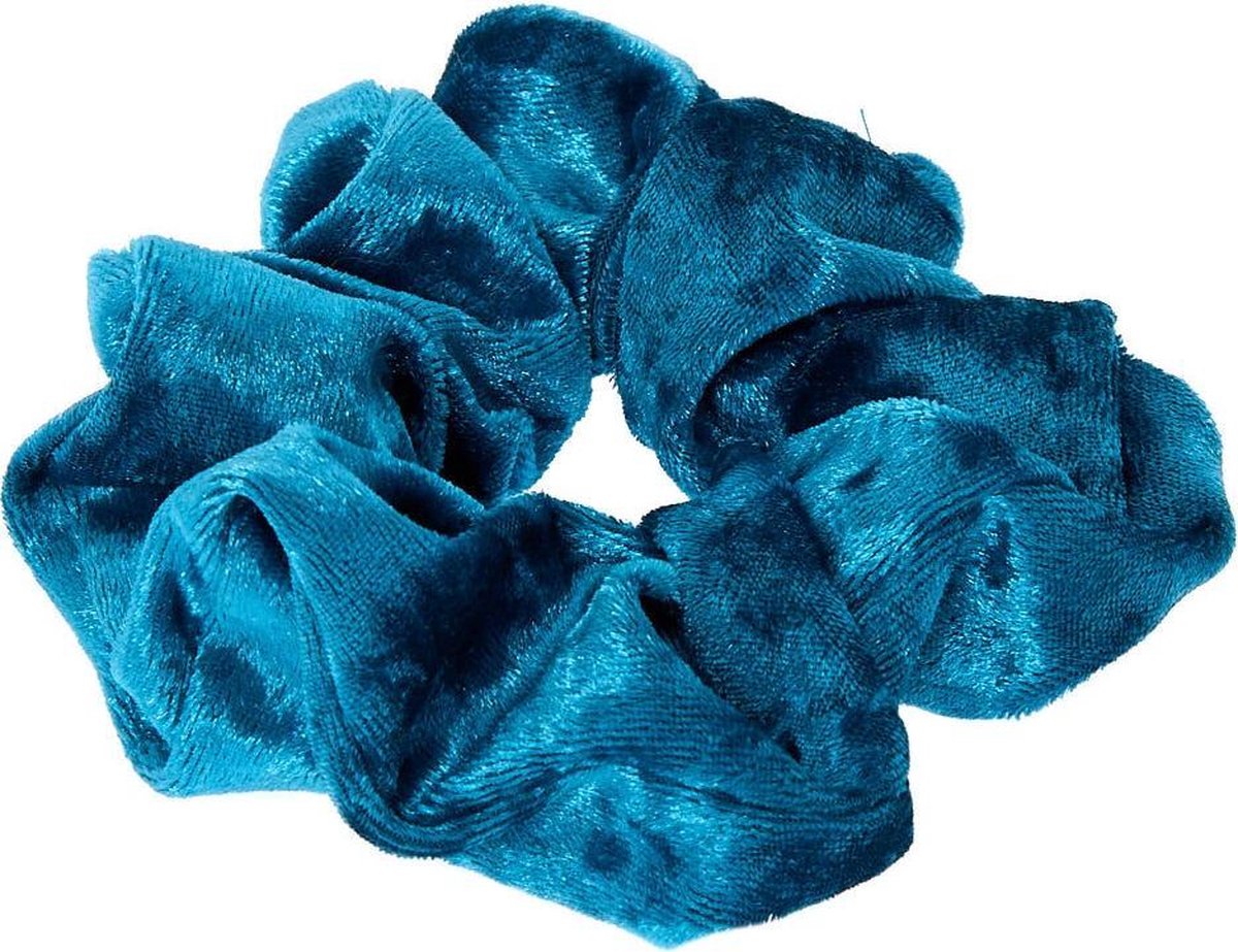 IRSA Scrunchie Velvet Turquoise Blue - haarwokkel - Haarelastiek - Haaraccessoire (1 stuk)