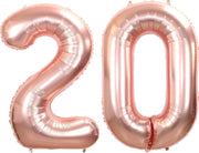 Folie Ballon Cijfer 20 Jaar Rosé Goud 86Cm Verjaardag Folieballon Met Rietje